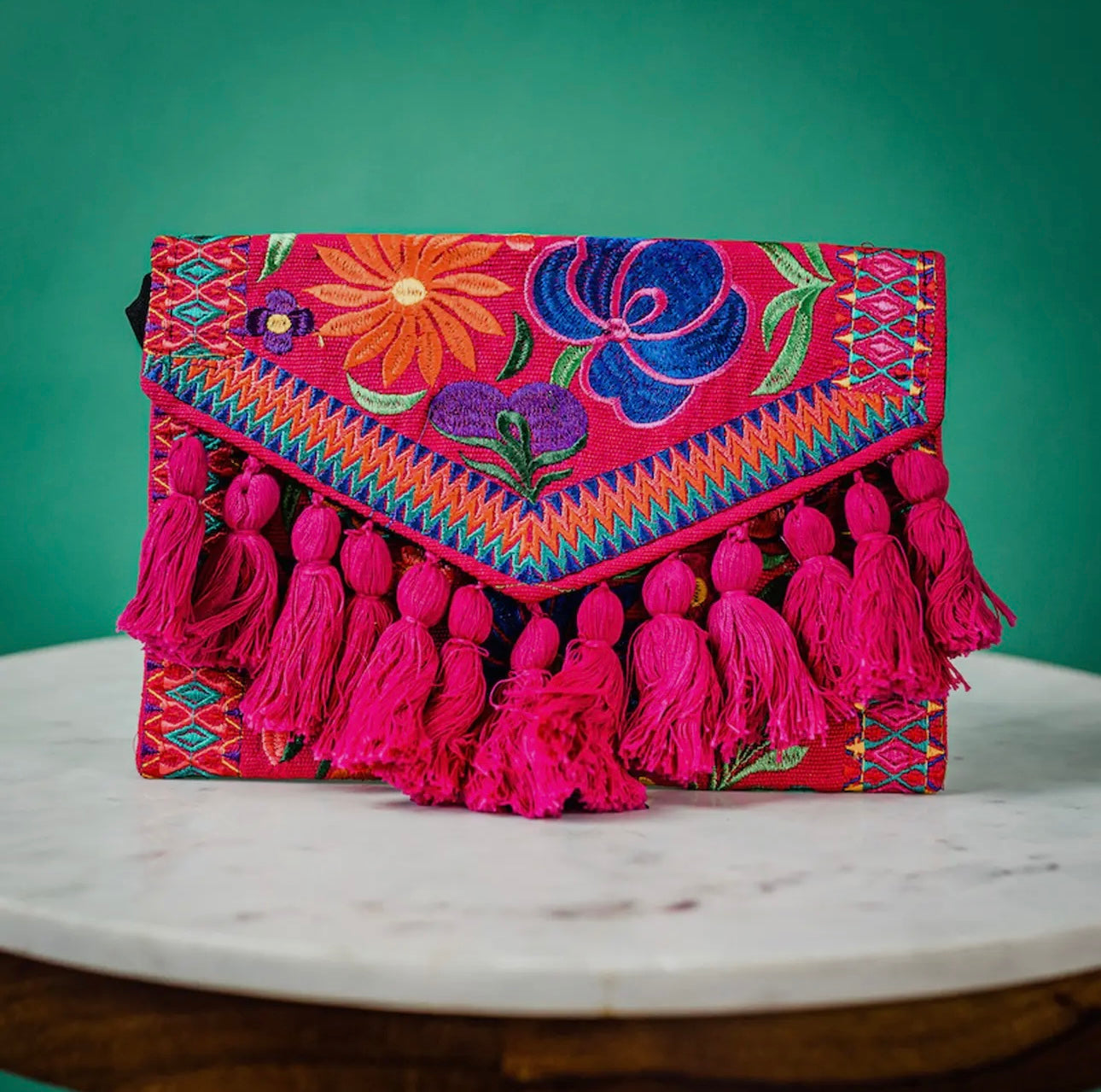 Fiesta Pink Tassle Clutch