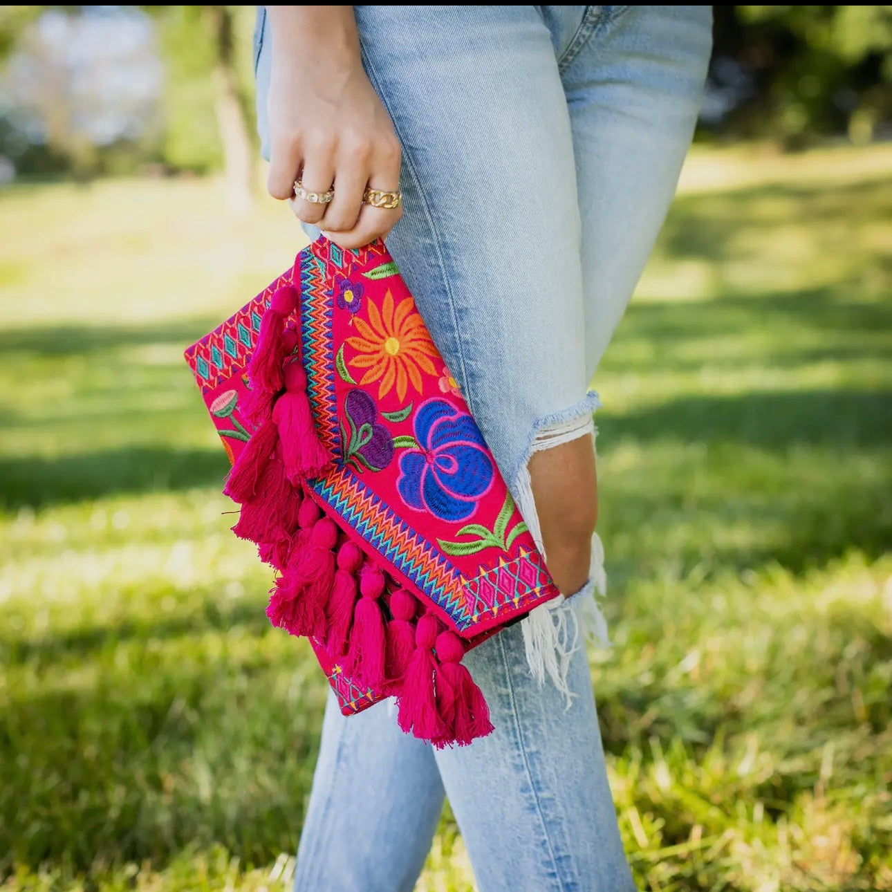 Fiesta Pink Tassle Clutch