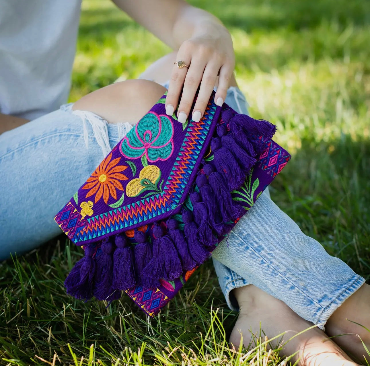 Fiesta Purple Tassle Clutch