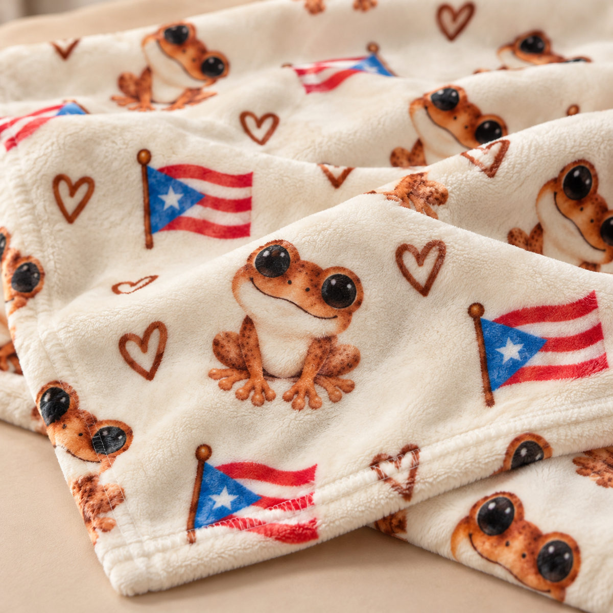 Coquí Love Throw Blanket – Puerto Rican Coquí & Flag | 50 × 60