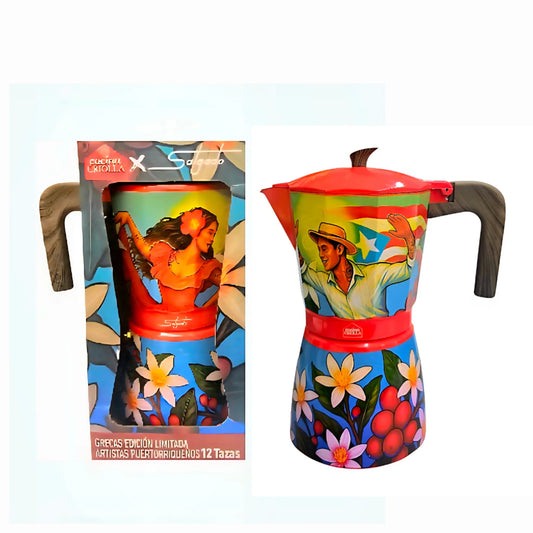 Cocina Criolla 12 Cups Moka Pots (Greca) - "Los Bailadores" by Juan Salgado
