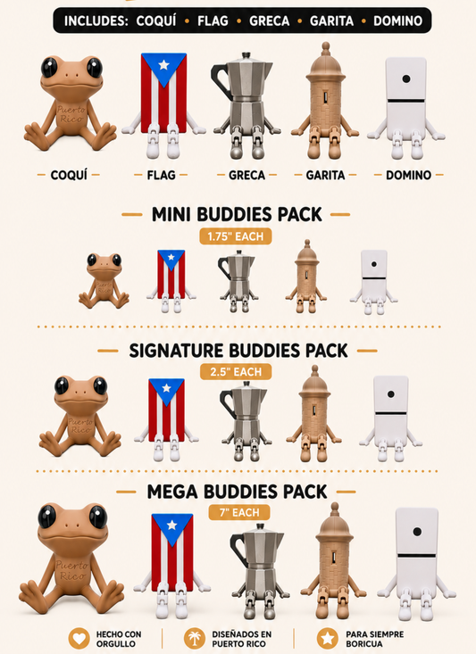 Puerto Rico Buddy Packs | Puerto Rican Cute Collectible | Boricua Gift & Desk Buddy