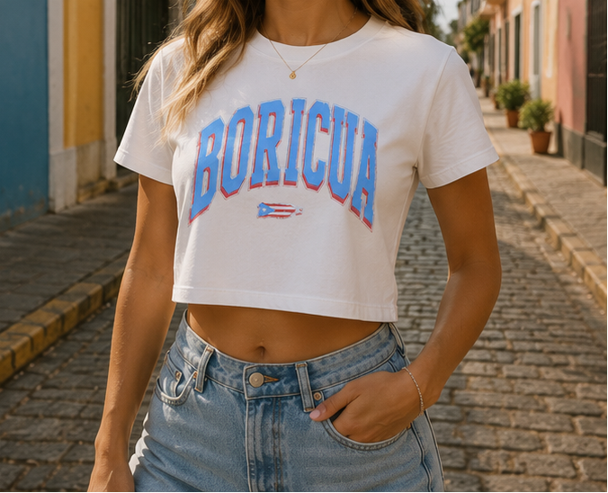 BORICUA Crop Top | Puerto Rico Women’s Shirt | Vintage Boricua Crop Tee