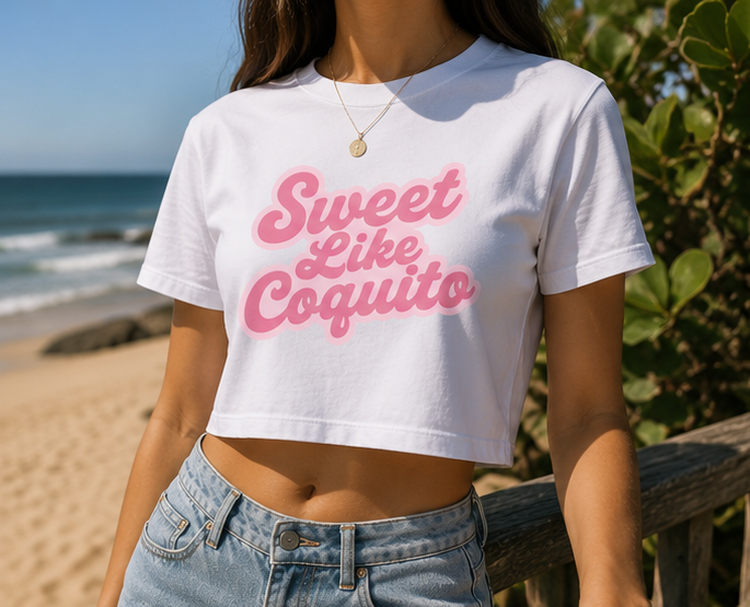 Sweet Like Coquito Crop Top | Puerto Rico Graphic Tee | Boricua Women’s Cropped Shirt
