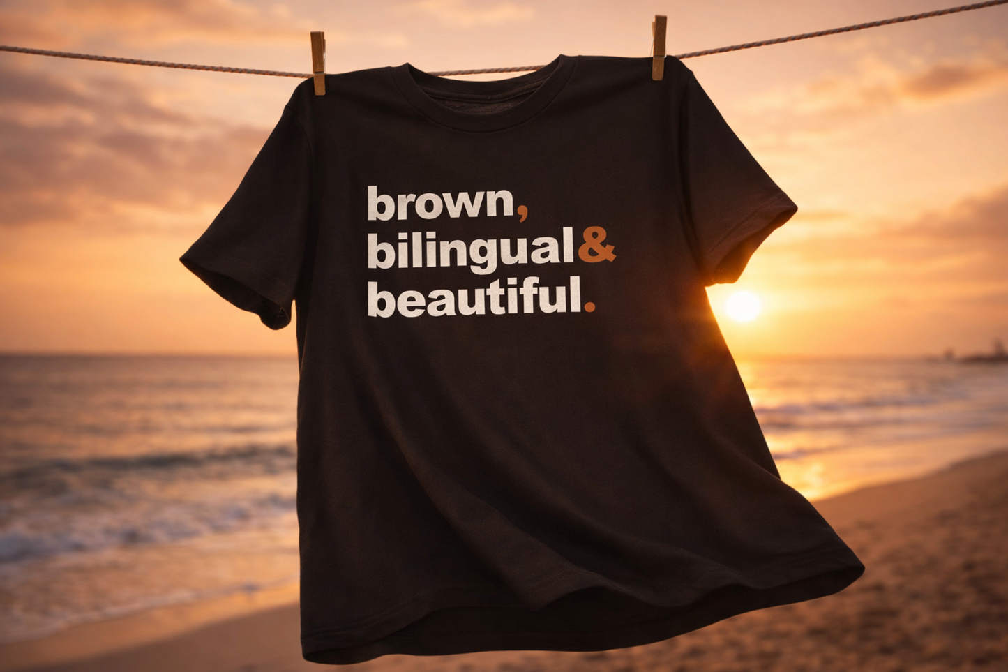 Camiseta unisex "Marrón, bilingüe y hermosa"