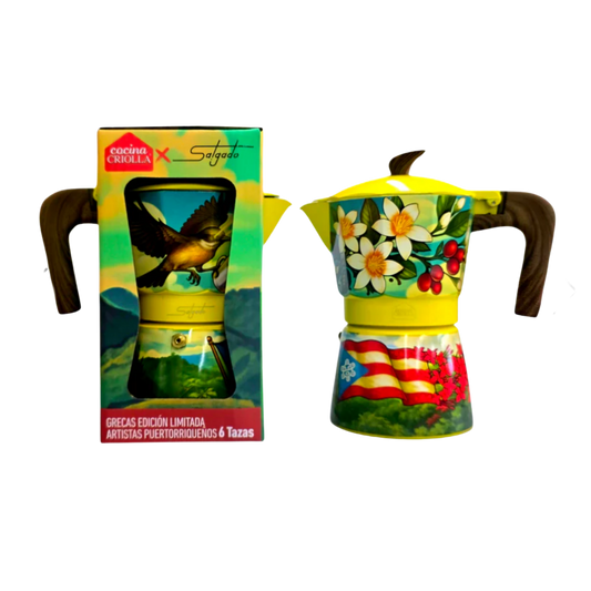 "Mirando a Lo Alto" by Juan Salgado - Cocina Criolla Moka Pots (Greca) - Puerto Rican Artist - Limited Edition