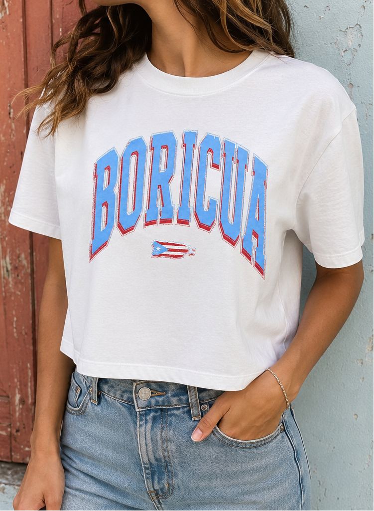 BORICUA Crop Top | Puerto Rico Women’s Shirt | Vintage Boricua Crop Tee
