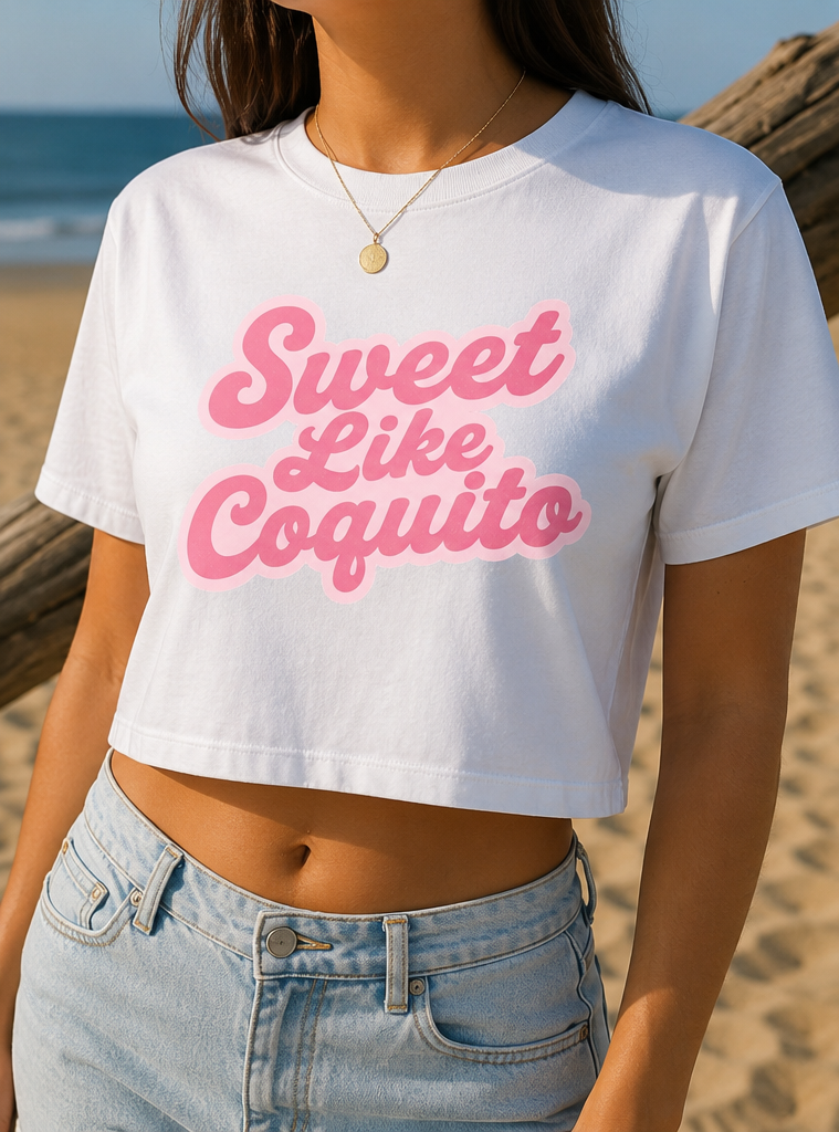 Sweet Like Coquito Crop Top | Puerto Rico Graphic Tee | Boricua Women’s Cropped Shirt
