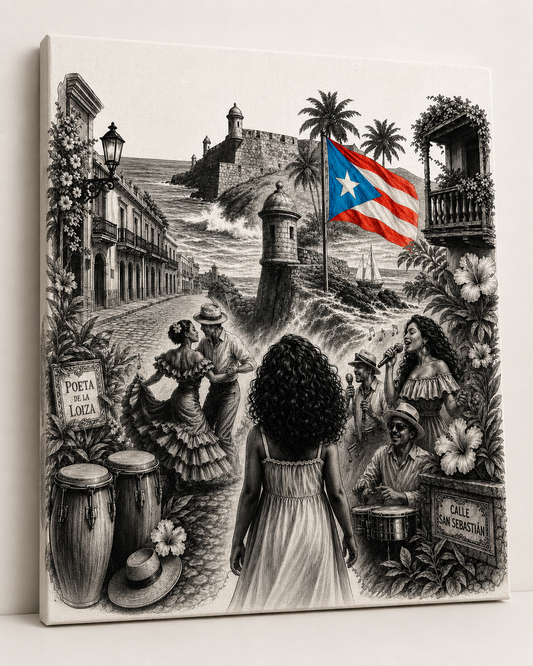 La Niña | Puerto Rico Canvas Wall Art | 8x10 Cotton Canvas Decor | Cultural Island Artwork