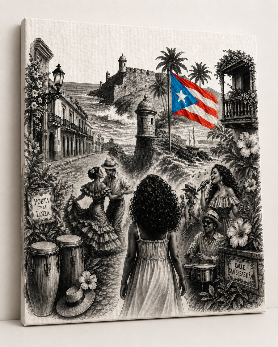La Niña | Puerto Rico Canvas Wall Art | 8x10 Cotton Canvas Decor | Cultural Island Artwork