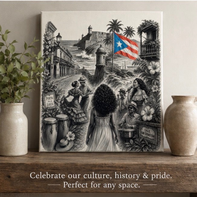 La Niña | Puerto Rico Canvas Wall Art | 8x10 Cotton Canvas Decor | Cultural Island Artwork