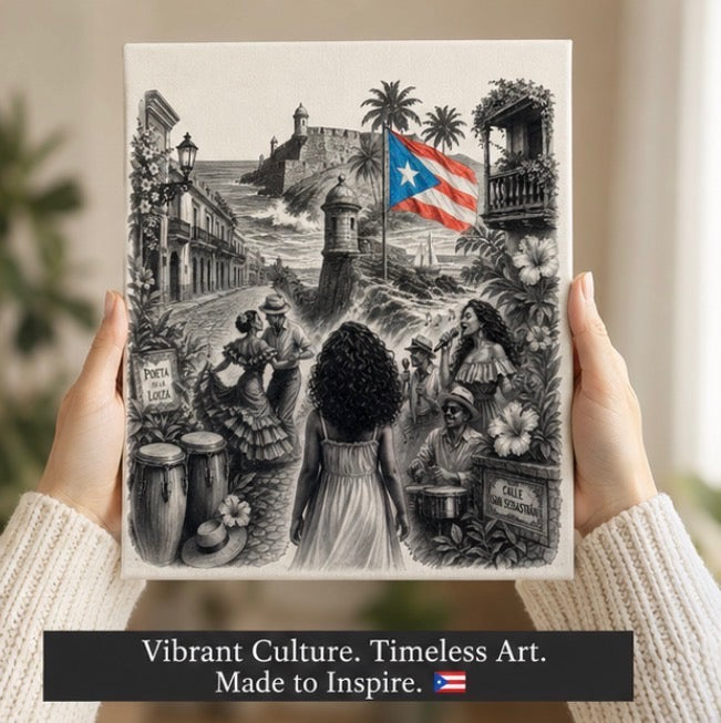 La Niña | Puerto Rico Canvas Wall Art | 8x10 Cotton Canvas Decor | Cultural Island Artwork