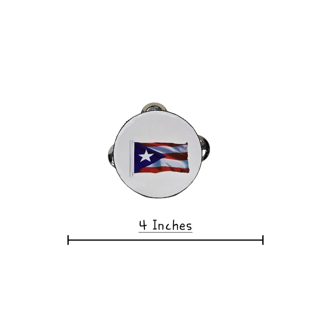 Mini Tambourine with Printed Puerto Rican Flag
