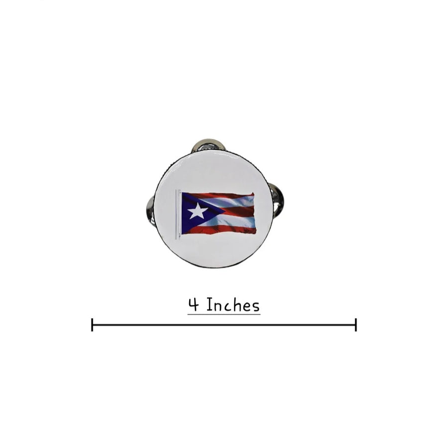 Mini Tambourine with Printed Puerto Rican Flag