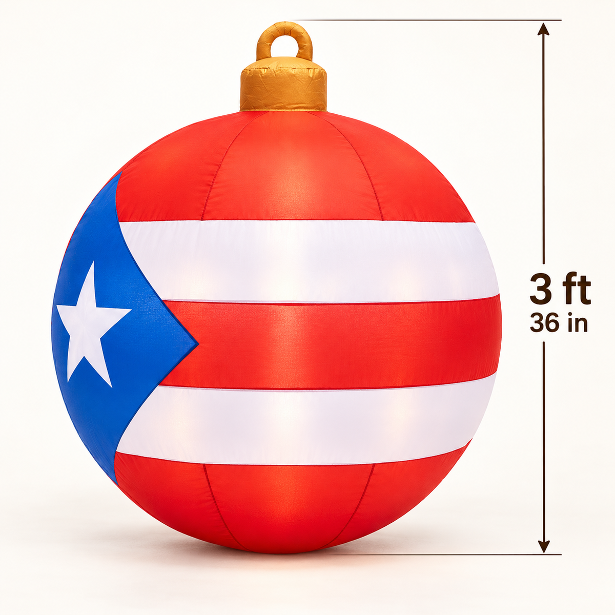 3 FT Puerto Rican Flag Christmas Ornament Inflatable with LED Lights