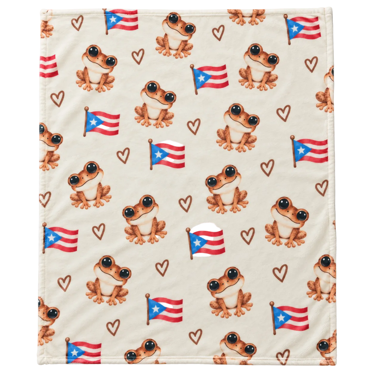 Coquí Love 50 by 60 inch throw blanket in cream