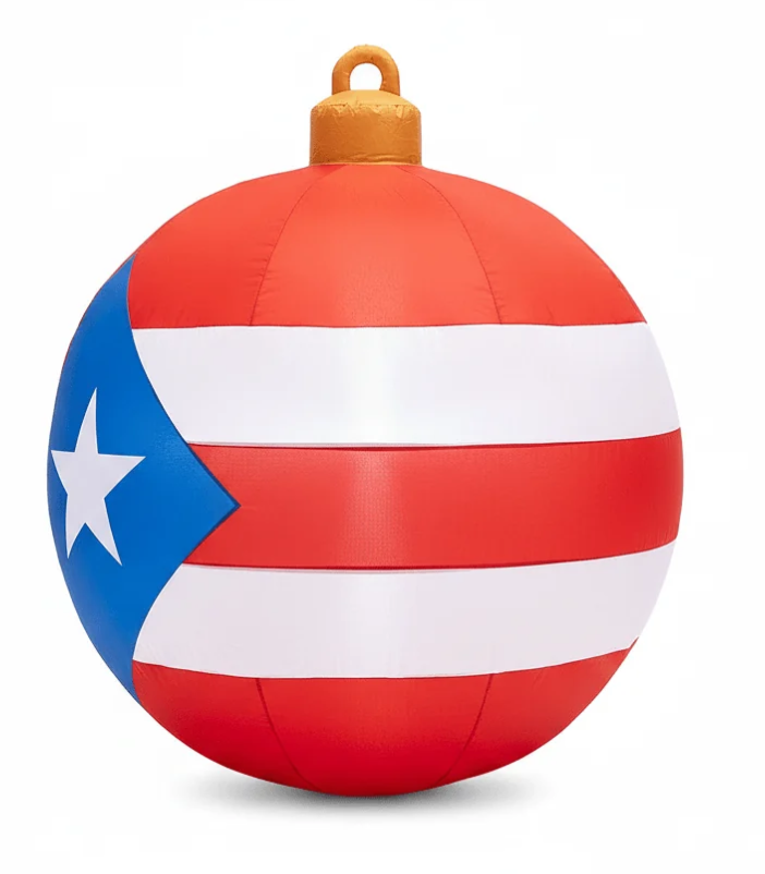 3 FT Puerto Rican Flag Christmas Ornament Inflatable with LED Lights