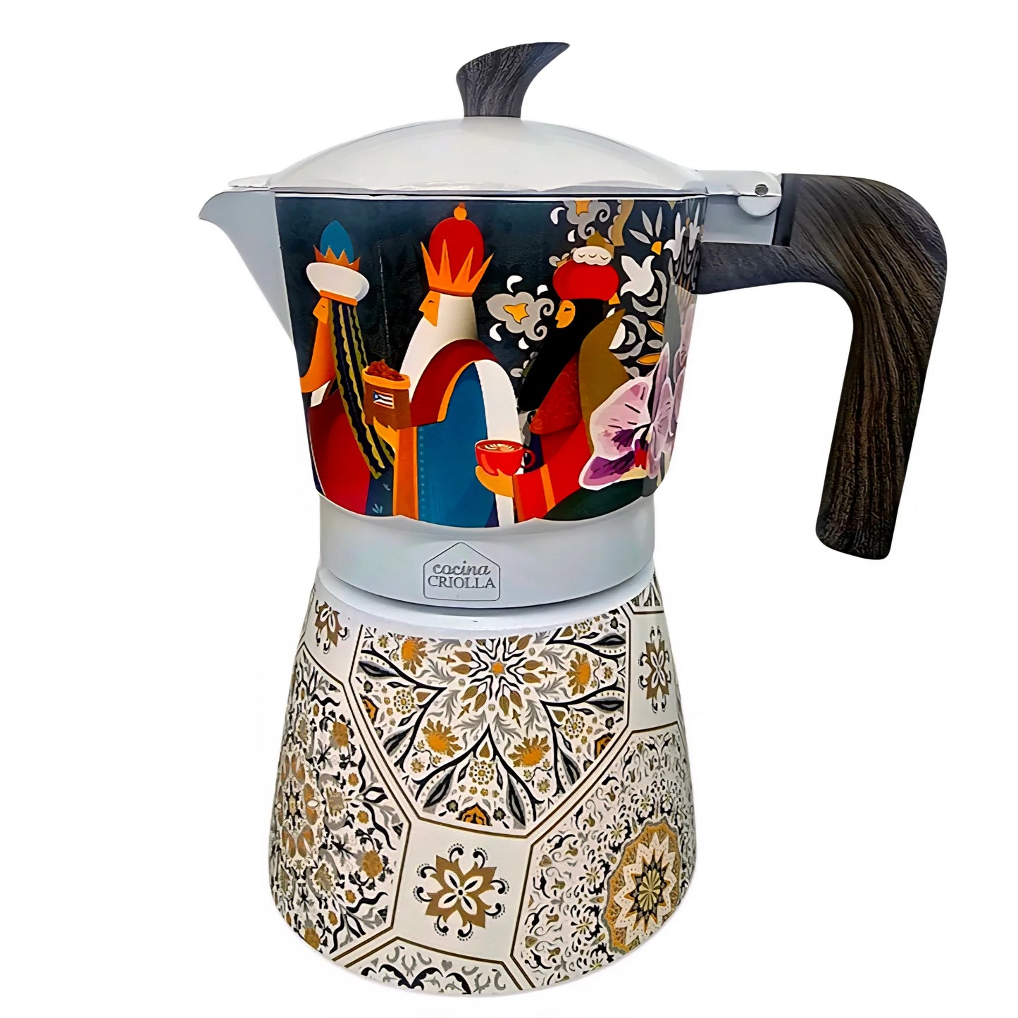 Cocina Criolla Limited Edition Moka Pots (Greca) - "Mosaico de Reyes" Design