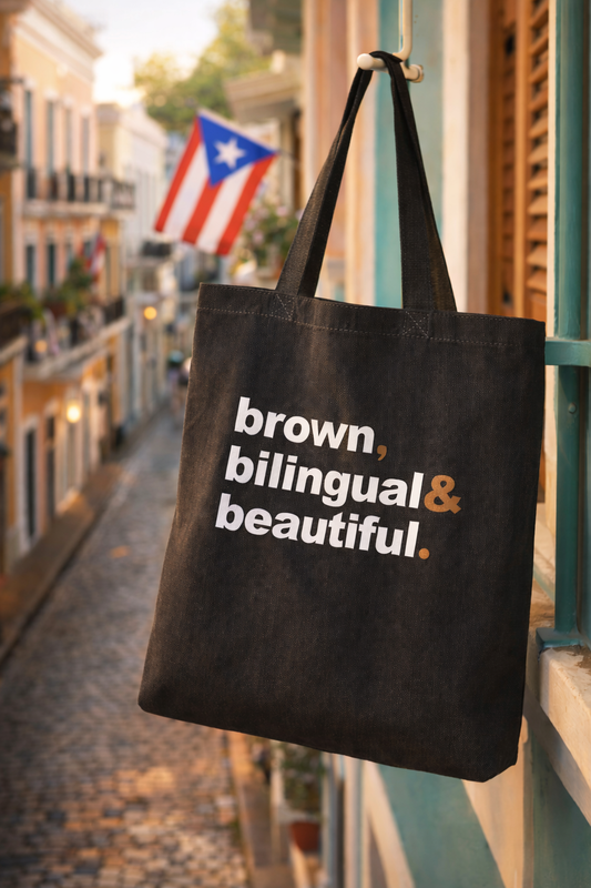 Brown, Bilingual & Beautiful Tote Bag