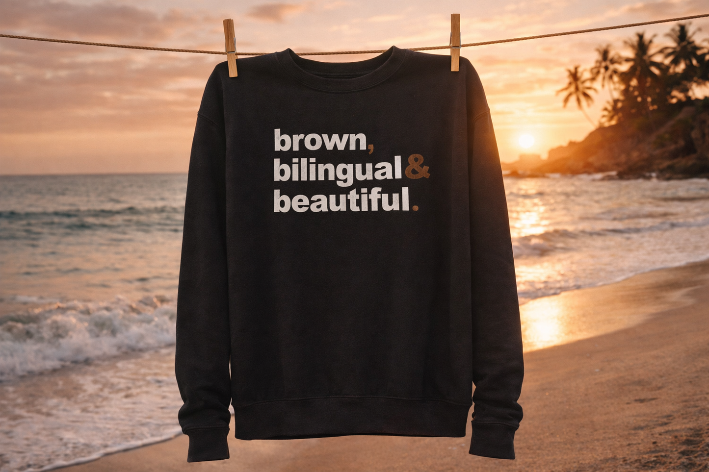 Sudadera unisex marrón, bilingüe y hermosa