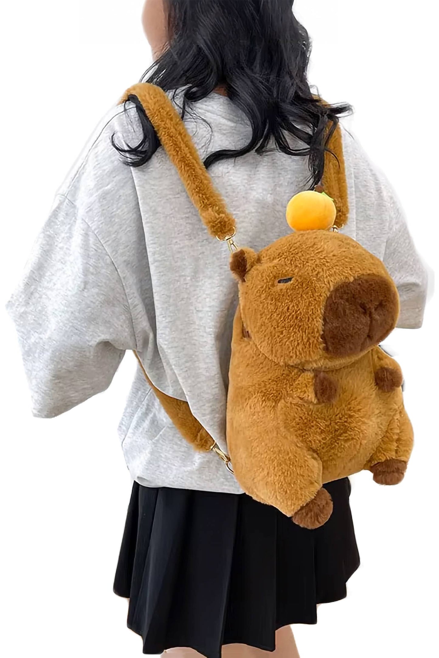 Capybara Fuzzy Faux Fur Backpack